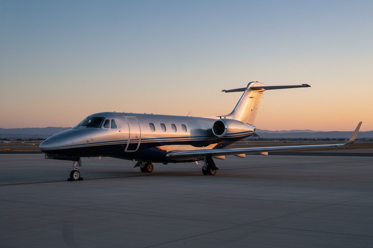 Midsize Jet on the ramp.
